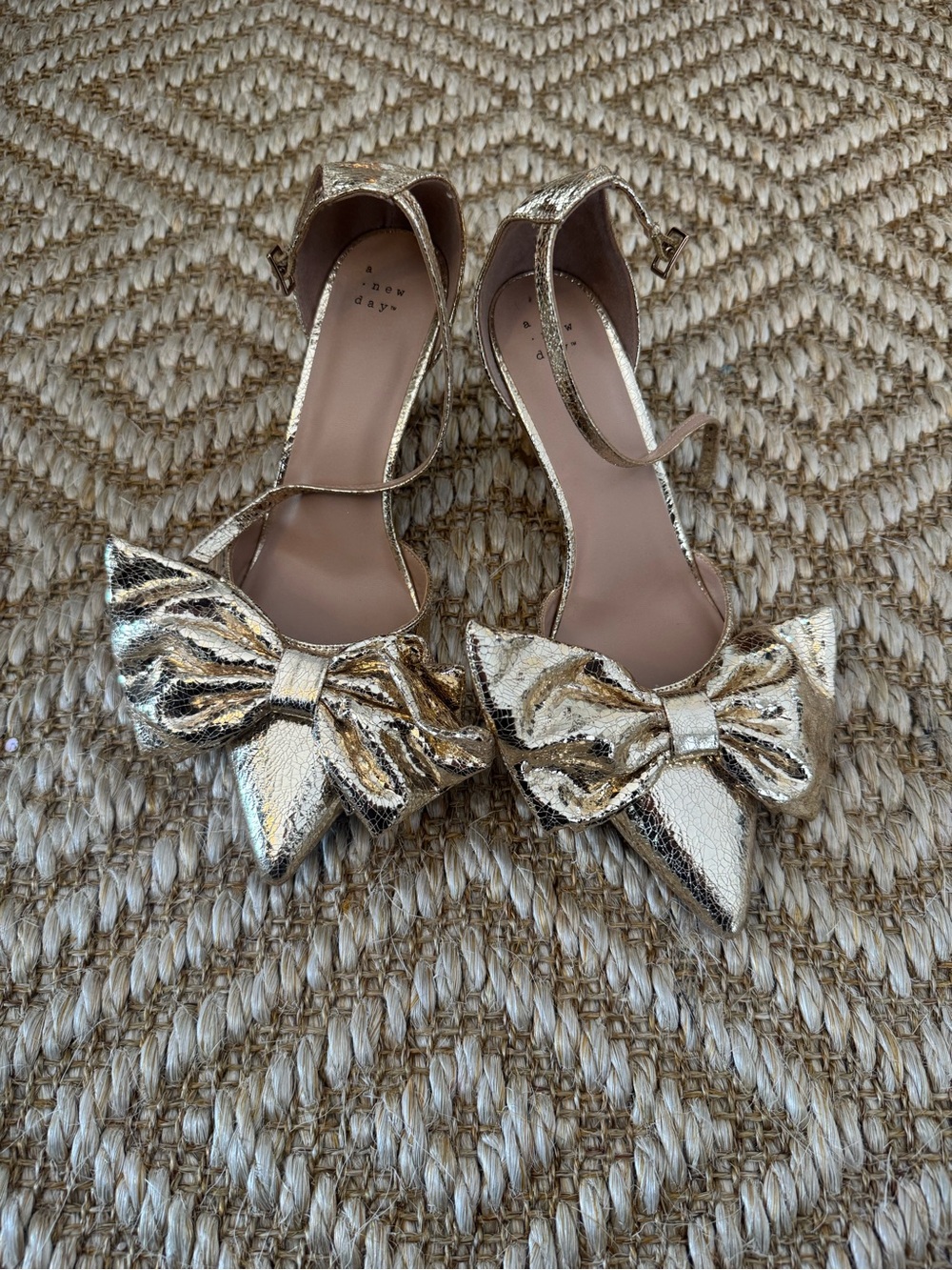 a new day Gold Bow Pointed-Toe Ankle-Strap Heels - Women